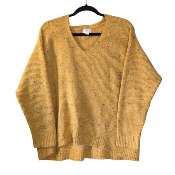 Old Navy Speckled Marled Vintage Style Mustard V-Neck Sweater XL - Picture 2 of 8